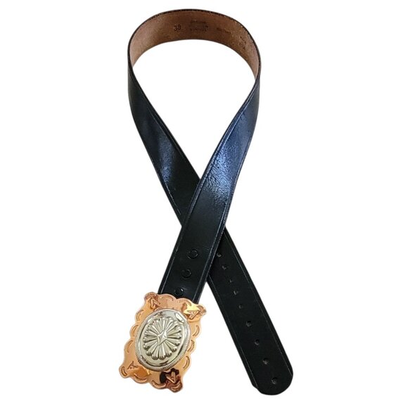 VTG Wackenhut Top Grain Cowhide Genuine Leather Belt with Large Buckle USA 38 - Picture 2 of 14